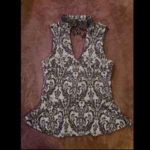 Lace Choker Peplum Top